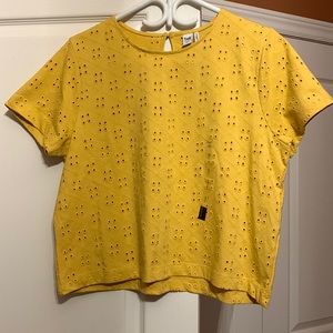 Twik by Simons - Large Yellow Cotton Eyelet Crop Top